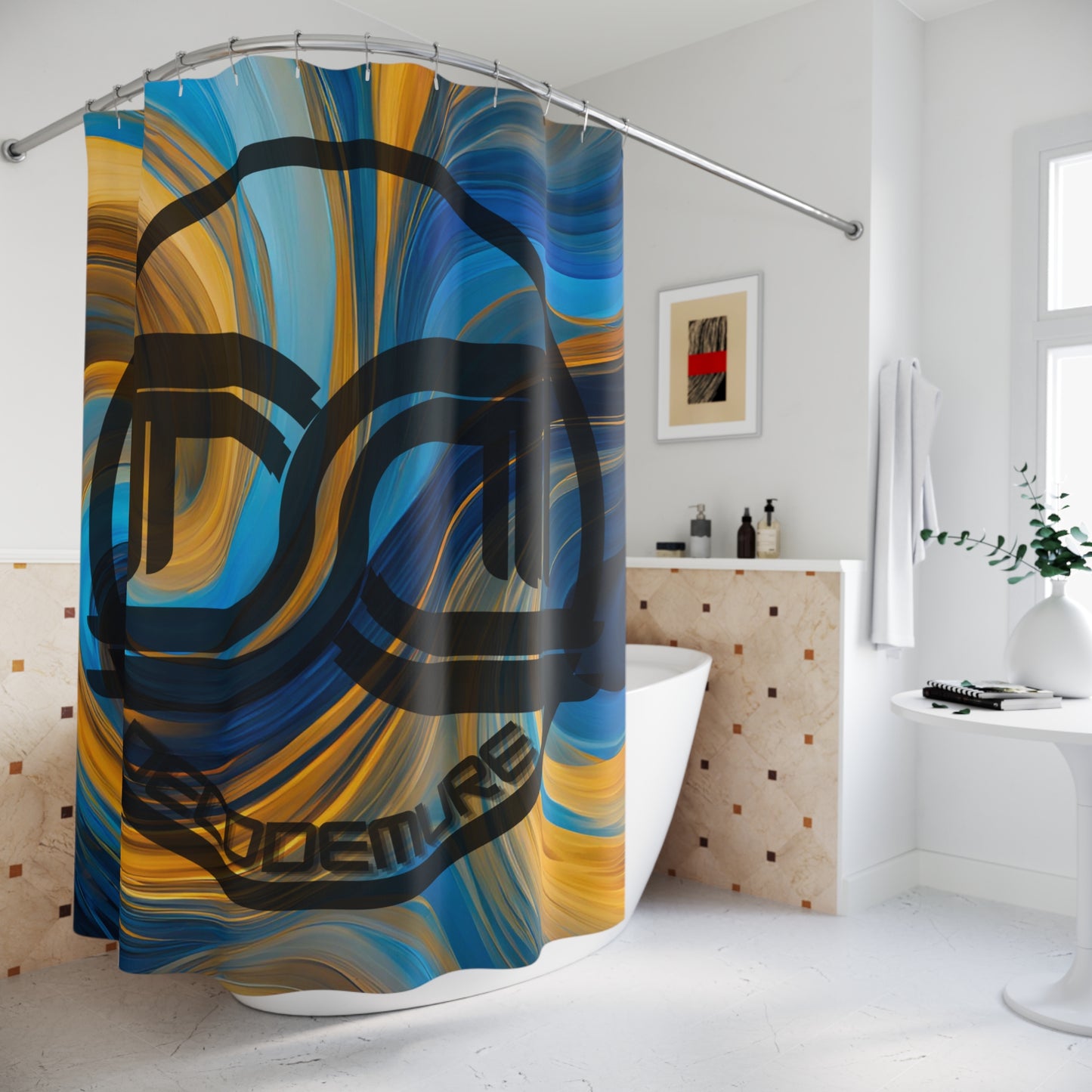 Abstract Art SV1 - Blue And Gold Shower Curtain