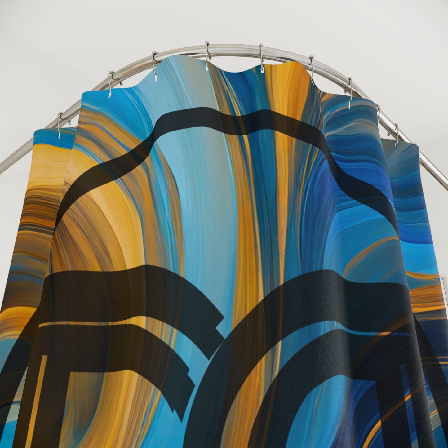 Abstract Art SV1 - Blue And Gold Shower Curtain