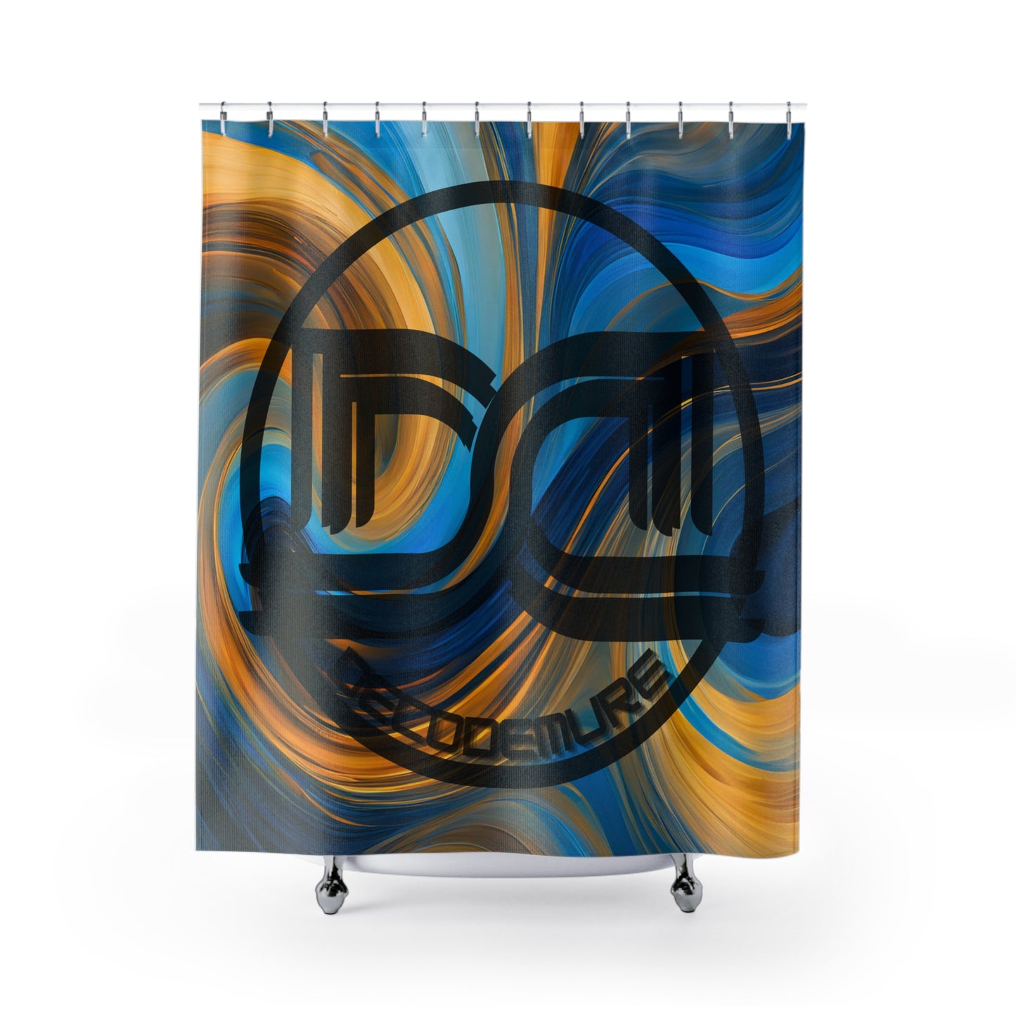 Abstract Art SV1 - Blue And Gold Shower Curtain