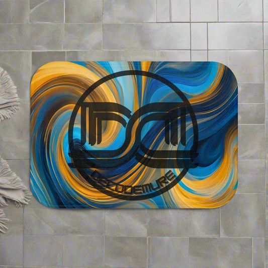 Abstract Art SV1 - Blue And Gold Bath Mat